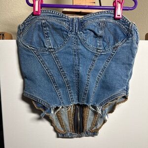 Nasty Gal Blue Denim Corset Top